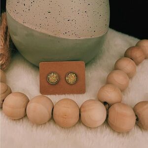 Handmade Sparkling Yellow Silver Stud Earrings